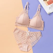 Load image into Gallery viewer, DERUILADY Sexy Backless Bra And Panty Set Lace Front Closure Seamless Push Up Underwear Briefs Women Wireless Lingerie Sets
