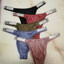 Load image into Gallery viewer, Women Thongs Sexy letter Rhinestones Thin belt G-string Thong Fashion Low Waist Shorts Briefs T-back Fitness Triangle Panties
