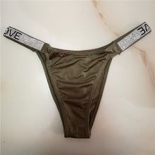 Load image into Gallery viewer, Women Thongs Sexy letter Rhinestones Thin belt G-string Thong Fashion Low Waist Shorts Briefs T-back Fitness Triangle Panties
